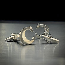 Load image into Gallery viewer, C Letter Alphabet Silver Cufflink
