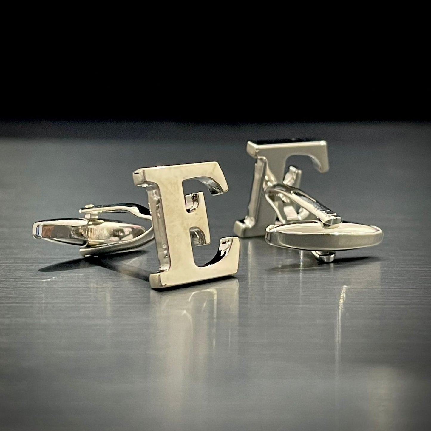 E Letter Alphabet Silver Cufflink