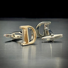 Load image into Gallery viewer, D Letter Alphabet Silver Cufflink