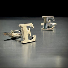 Load image into Gallery viewer, E Letter Alphabet Silver Cufflink