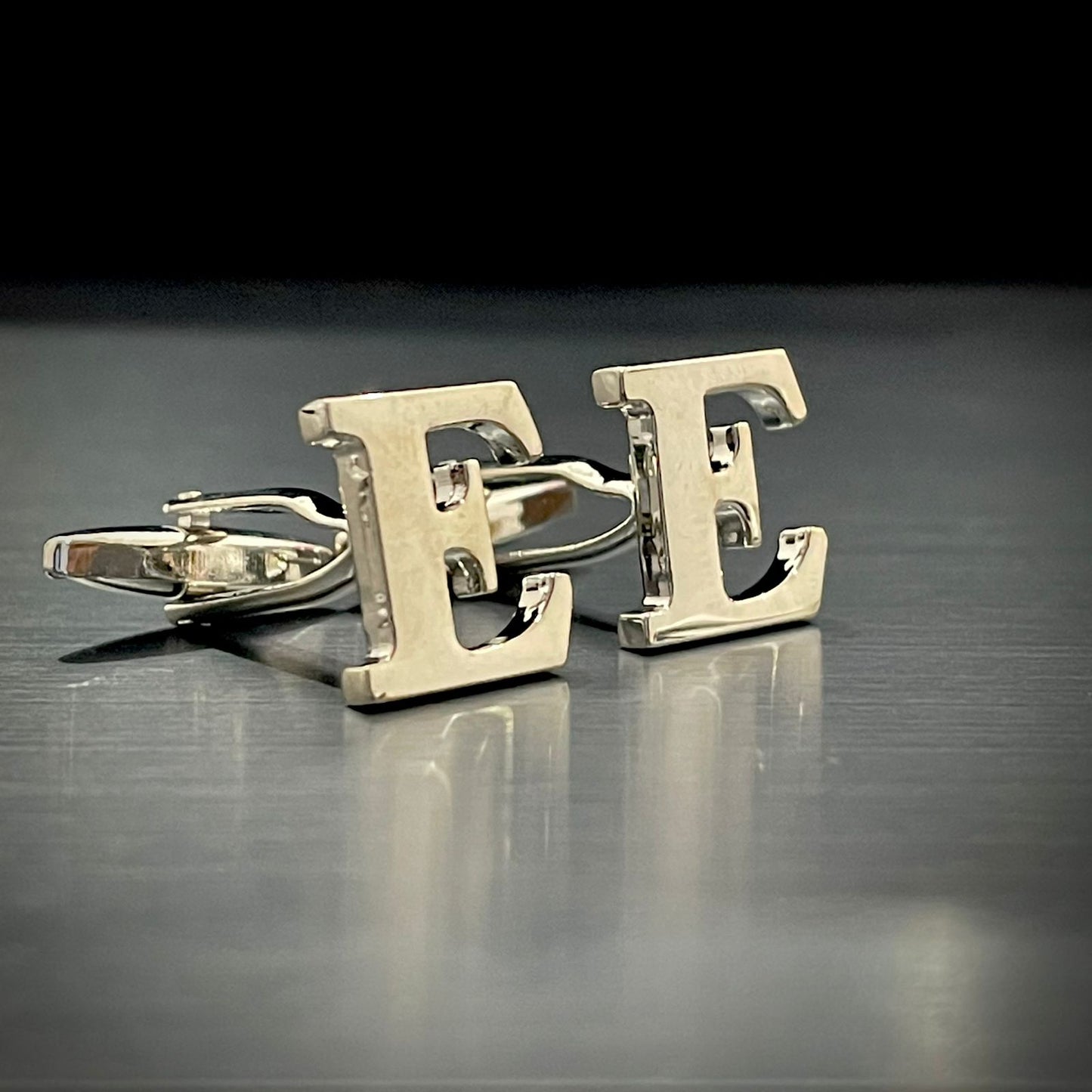 E Letter Alphabet Silver Cufflink