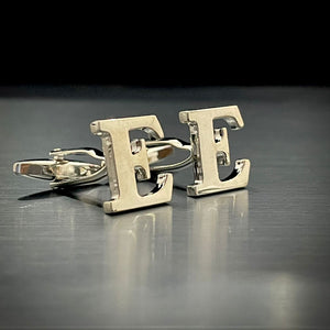 E Letter Alphabet Silver Cufflink