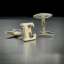 Load image into Gallery viewer, E Letter Alphabet Silver Cufflink