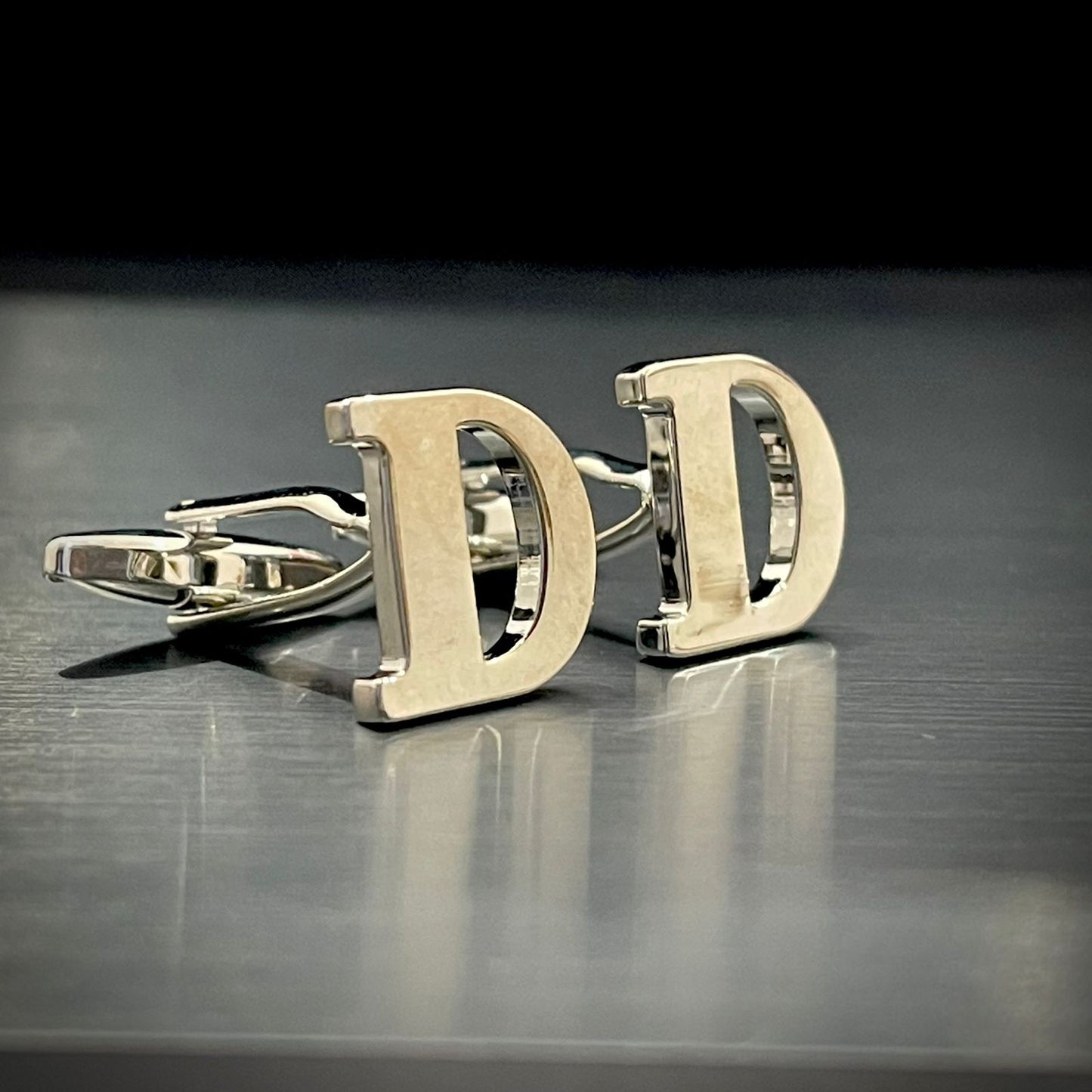 D Letter Alphabet Silver Cufflink