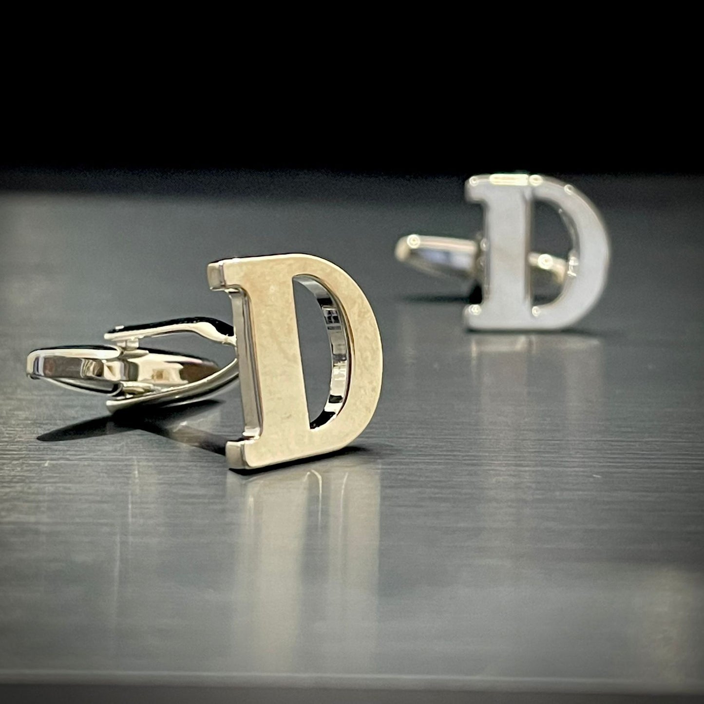D Letter Alphabet Silver Cufflink