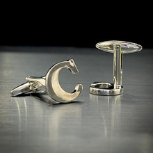 Load image into Gallery viewer, C Letter Alphabet Silver Cufflink