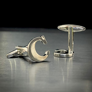 C Letter Alphabet Silver Cufflink