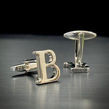 Load image into Gallery viewer, B Letter Alphabat Silver Cufflink