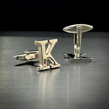 Load image into Gallery viewer, K Letter Alphabet Silver Cufflink