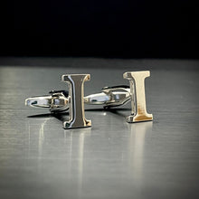 Load image into Gallery viewer, I Letter Alphabet Silver Cufflink