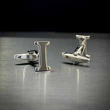 Load image into Gallery viewer, I Letter Alphabet Silver Cufflink