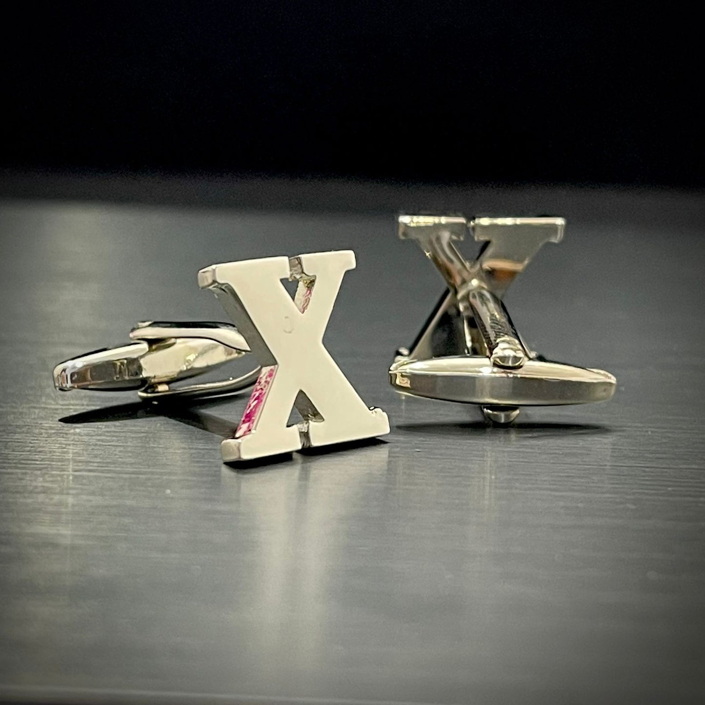 X Letter Alphabet Silver Cufflink