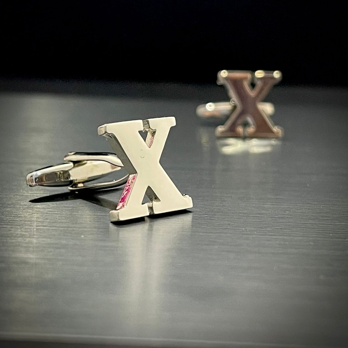 X Letter Alphabet Silver Cufflink