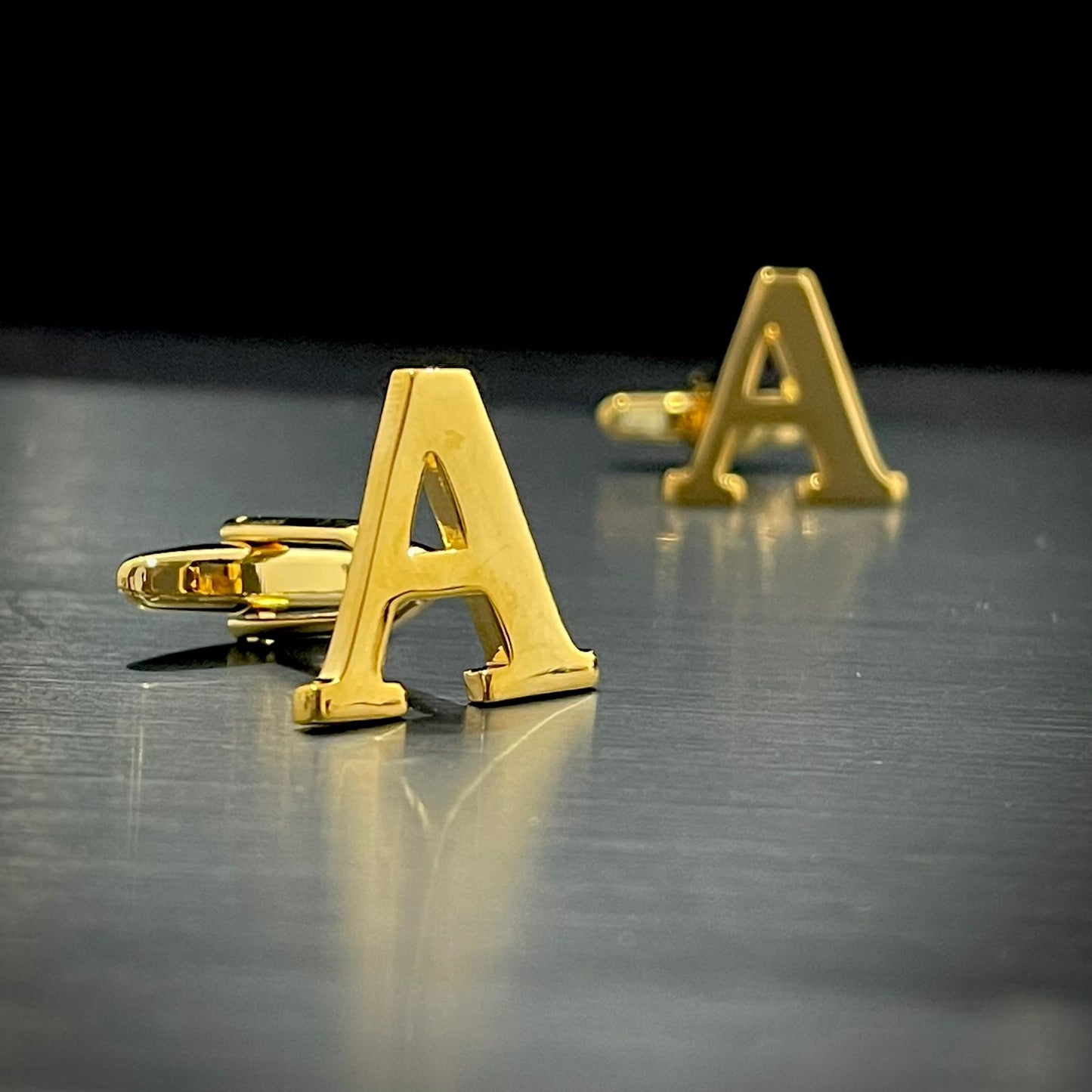A Letter Alphabet Gold Cufflink