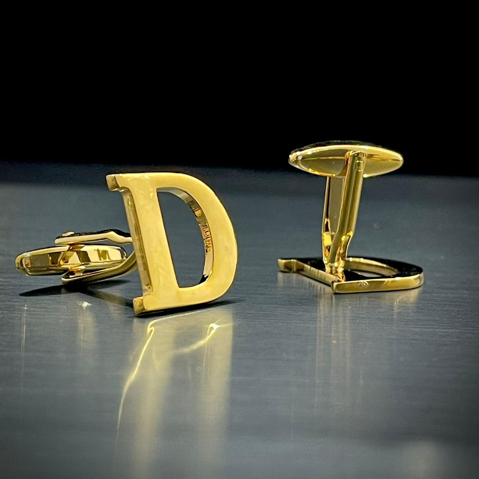 D Letter Alphabet Name Initial Golden Cufflinks For Men Online In Pakistan