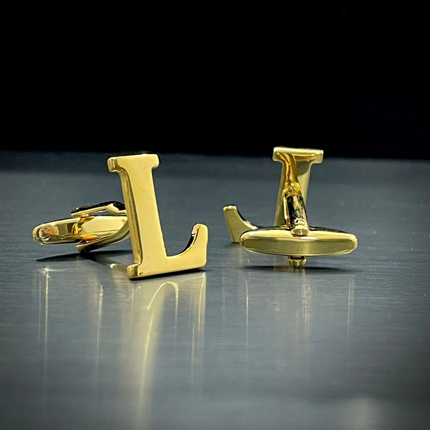 L Letter Alphabet Name Initial Golden Cufflinks For Men Online In Pakistan