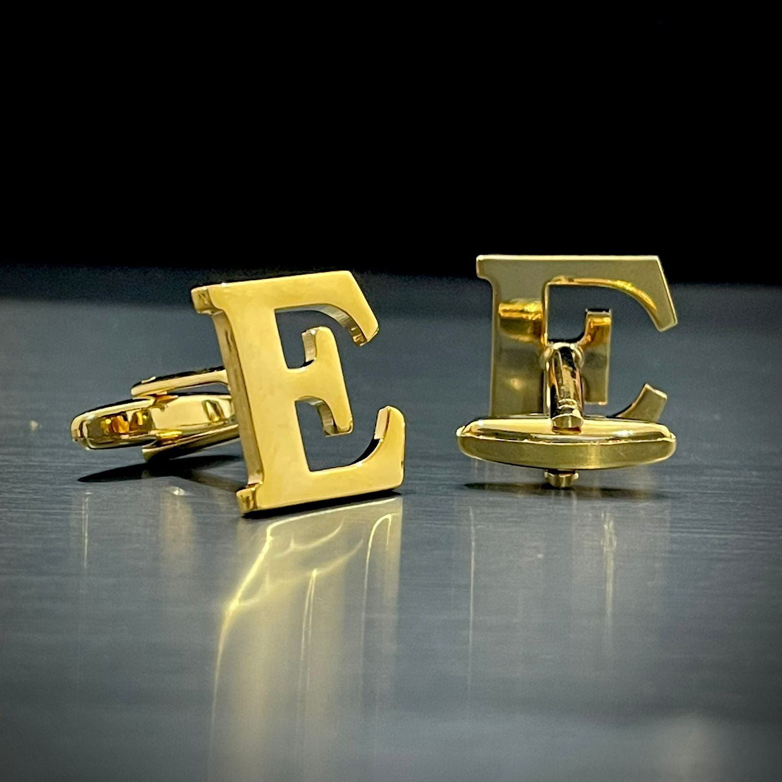 E Letter Alphabet Name Initial Golden Cufflinks For Men Online In Pakistan