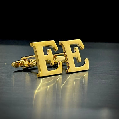 E Letter Alphabet Name Initial Golden Cufflinks For Men Online In Pakistan