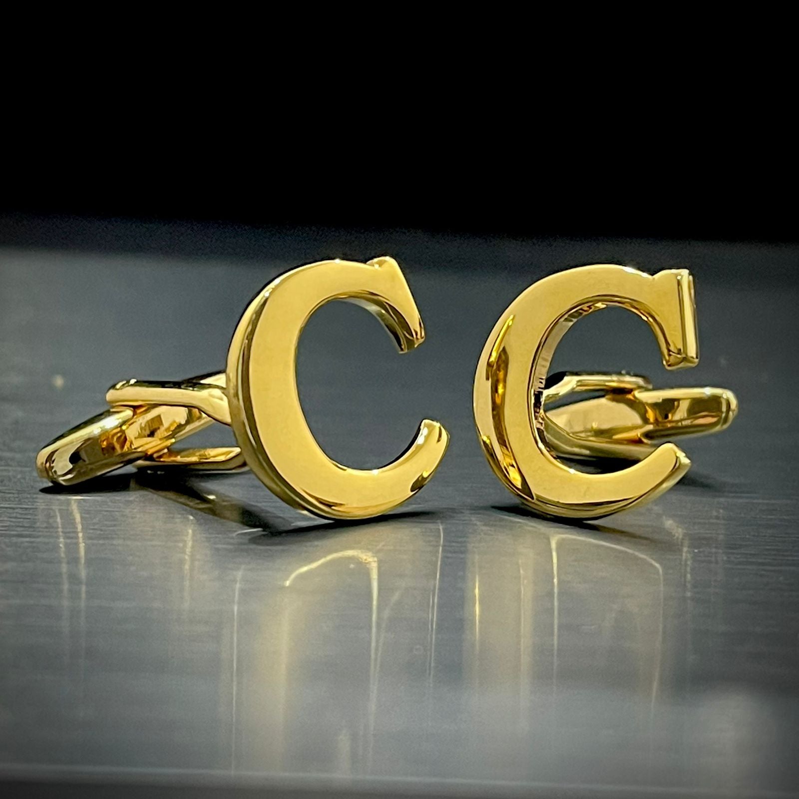 C Letter Alphabet Name Initial Golden Cufflinks For Men Online In Pakistan
