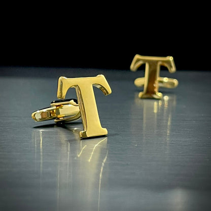 T Letter Alphabet Name Initial Golden Cufflinks For Men Online In Pakistan