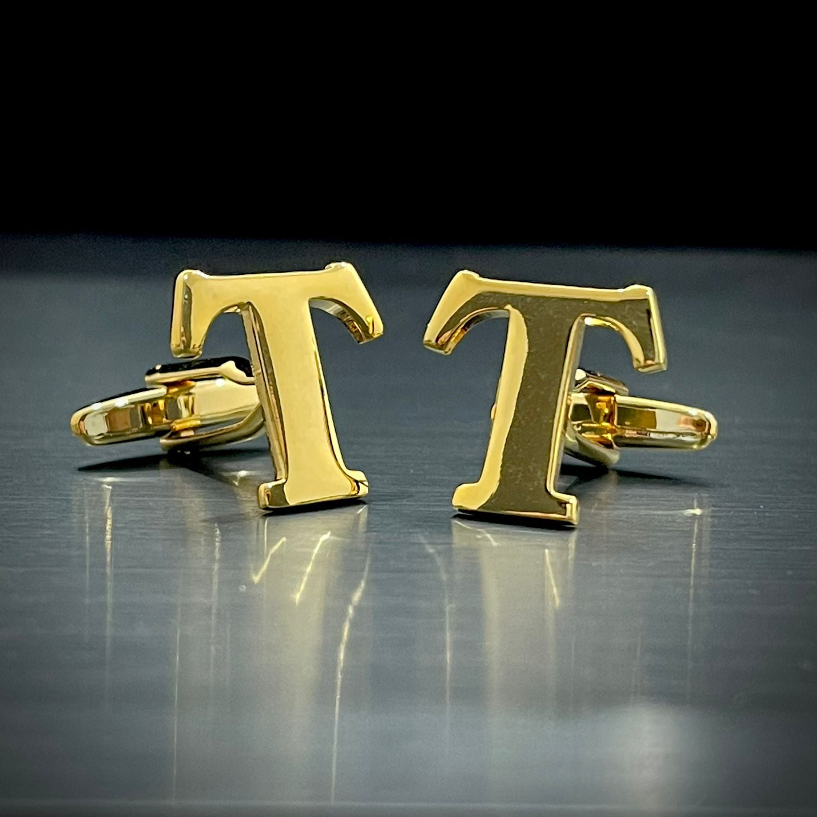 T Letter Alphabet Name Initial Golden Cufflinks For Men Online In Pakistan