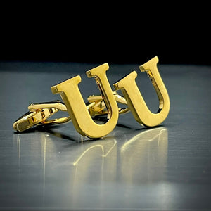 U Letter Alphabet Name Initial Golden Cufflinks For Men Online In Pakistan