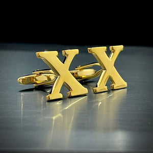 X Letter Alphabet Name Initial Golden Cufflinks For Men Online In Pakistan