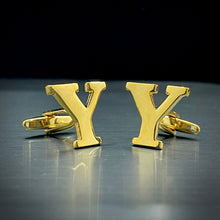 Load image into Gallery viewer, Y Letter Alphabet Name Initial Golden Cufflinks For Men Online In Pakistan