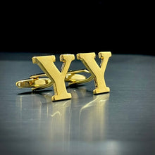 Load image into Gallery viewer, Y Letter Alphabet Name Initial Golden Cufflinks For Men Online In Pakistan