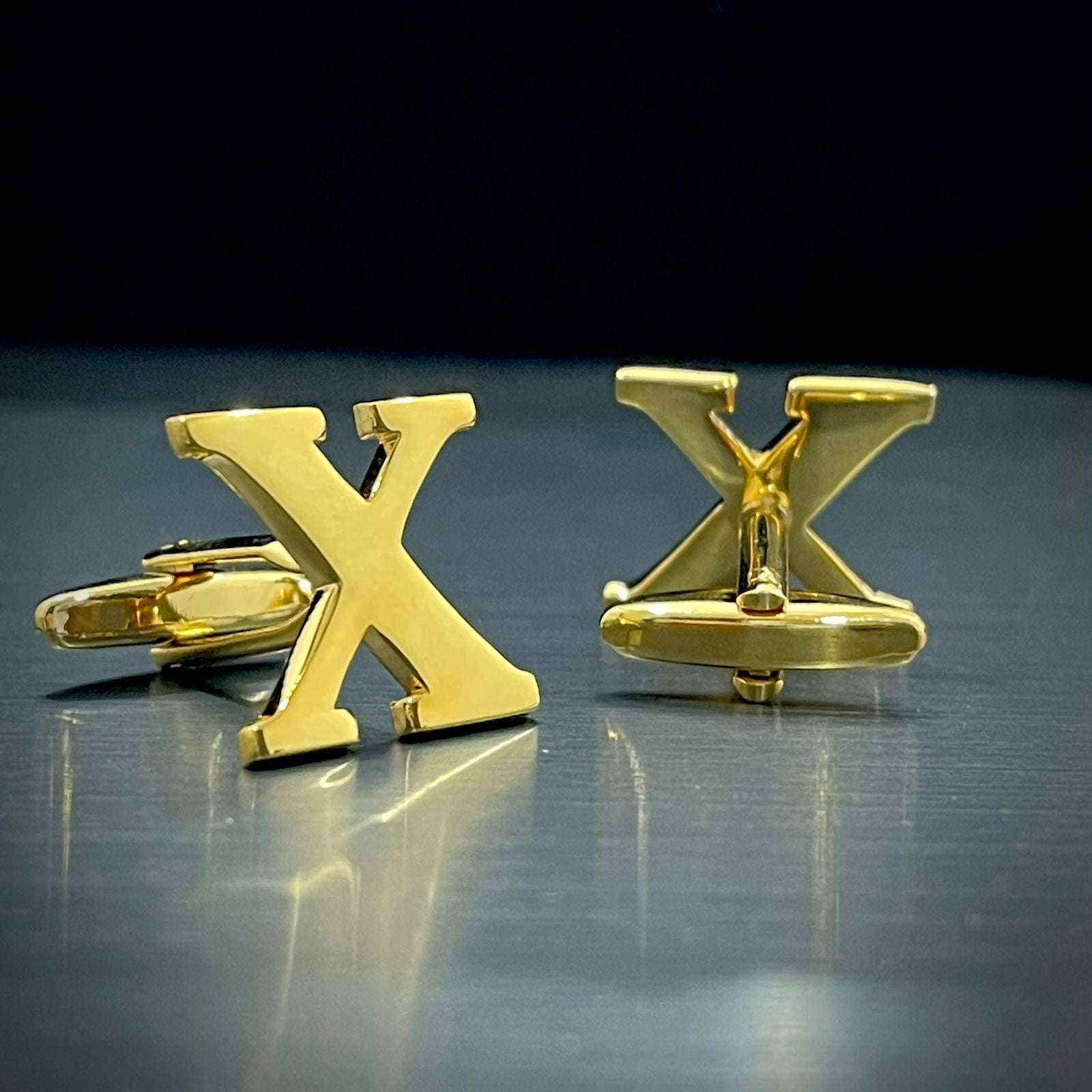 X Letter Alphabet Name Initial Golden Cufflinks For Men Online In Pakistan