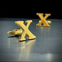 Load image into Gallery viewer, X Letter Alphabet Name Initial Golden Cufflinks For Men Online In Pakistan