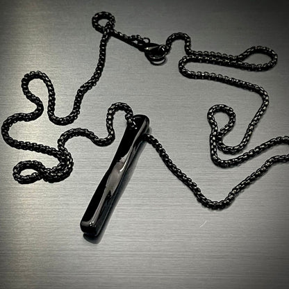 100% stainless steel black twisted Vertical Bar Pendant Necklace For Men Online In Pakistan