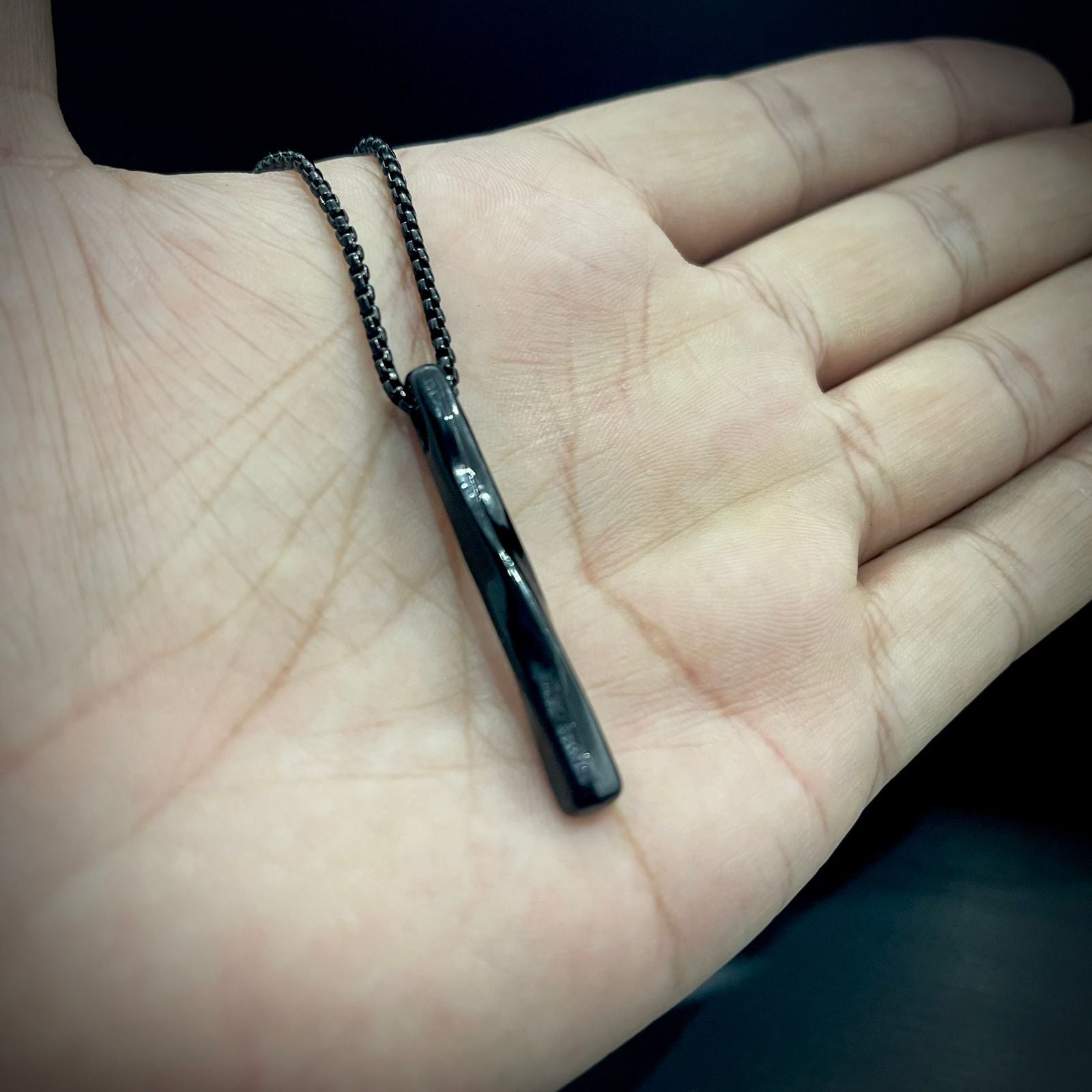 Stainless Steel black Vertical Bar Pendant Necklace For Men Online In Pakistan