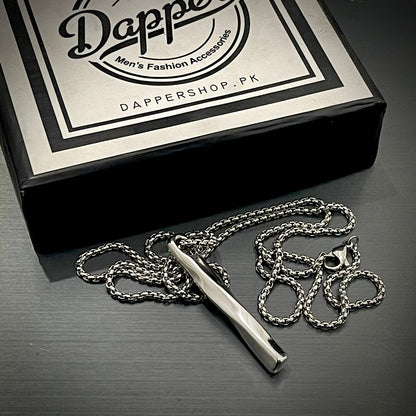 Silver  stainless steel bar pendants necklace for men 