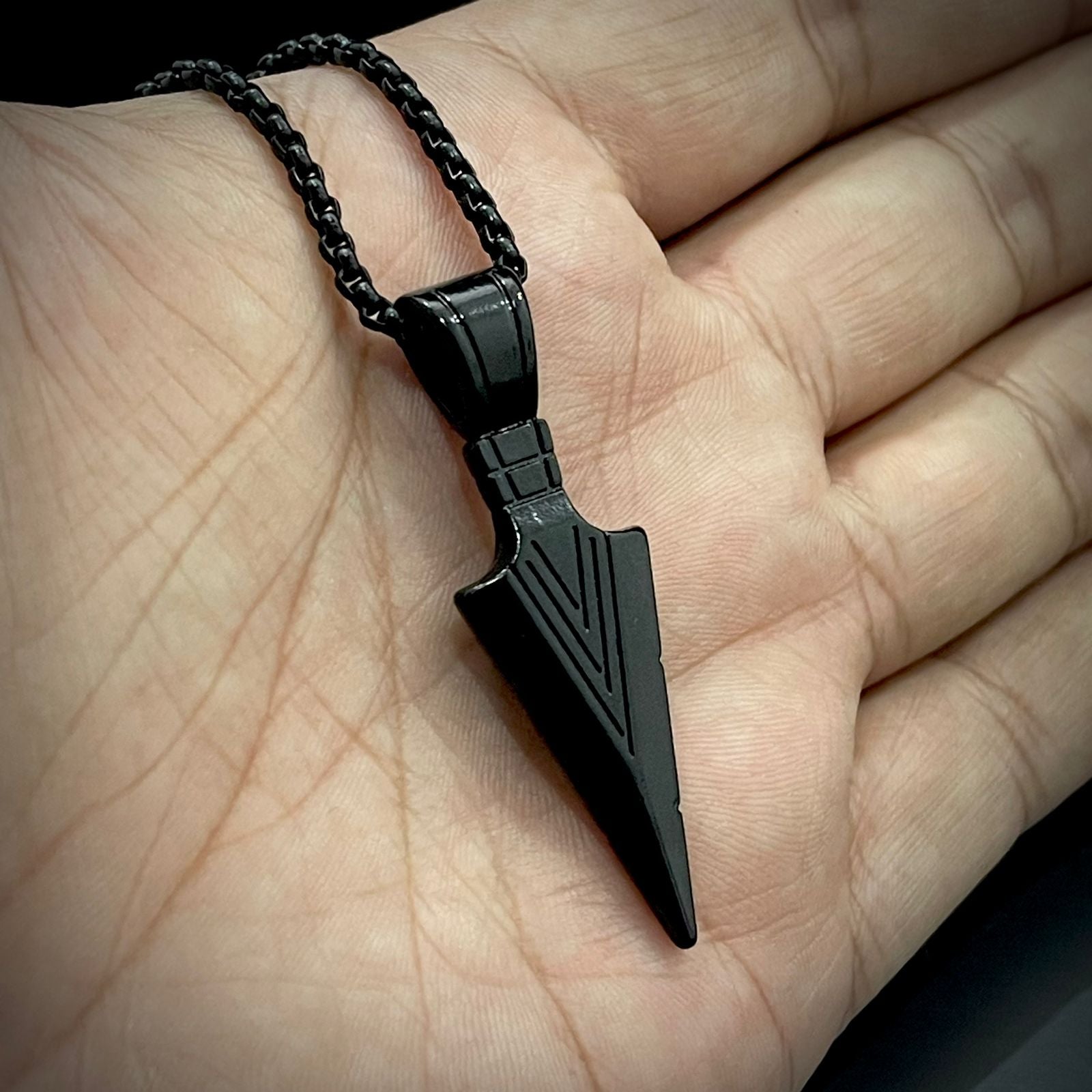 100% Stainless Steel Black Arrow Pendant Necklace for men in Pakistan