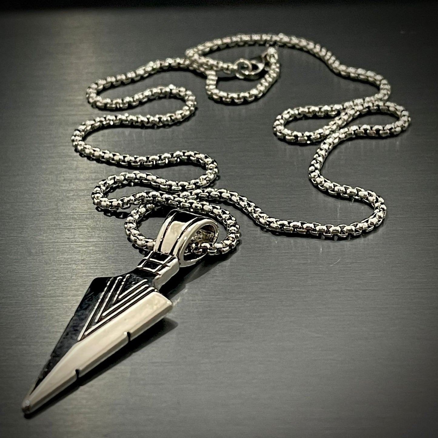 Stainless Steel Silver Arrow Pendant Necklace For Men Online In Pakistan