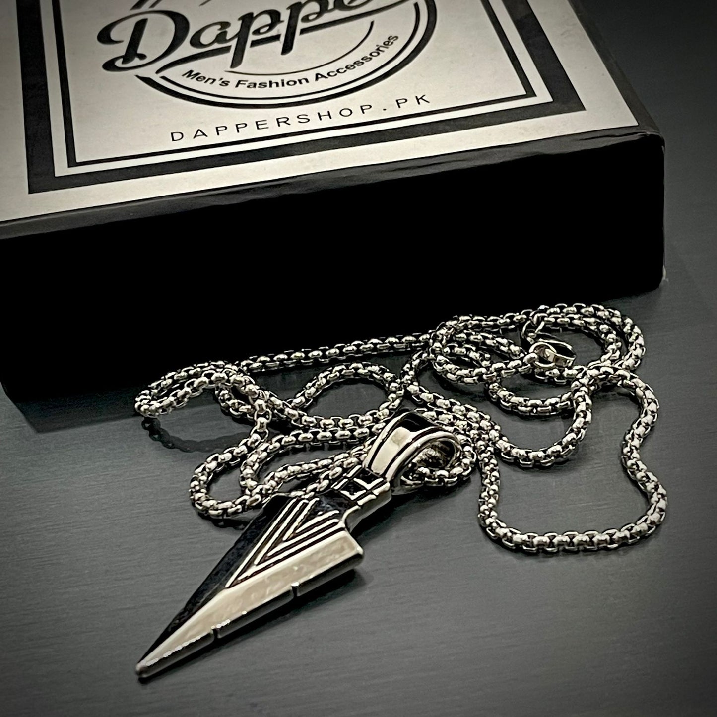 Stainless Steel Silver Arrow Pendant Necklace For Men Online In Pakistan