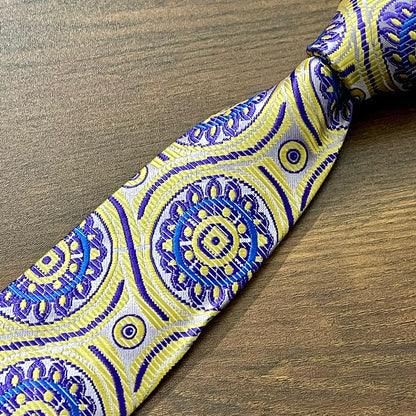 Yellow Purple Neck Tie Set For Men