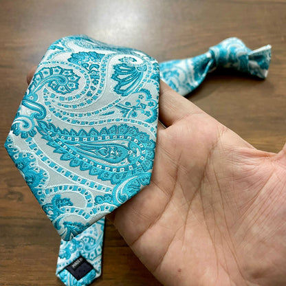 Turquoise Paisley Floral Neck Tie
