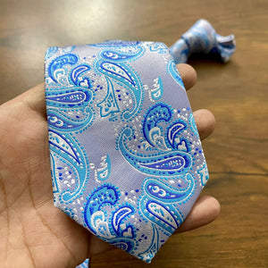 Sky Blue Paisley Neck Tie Set
