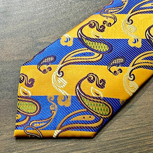 orange and blue floral neck tie for men