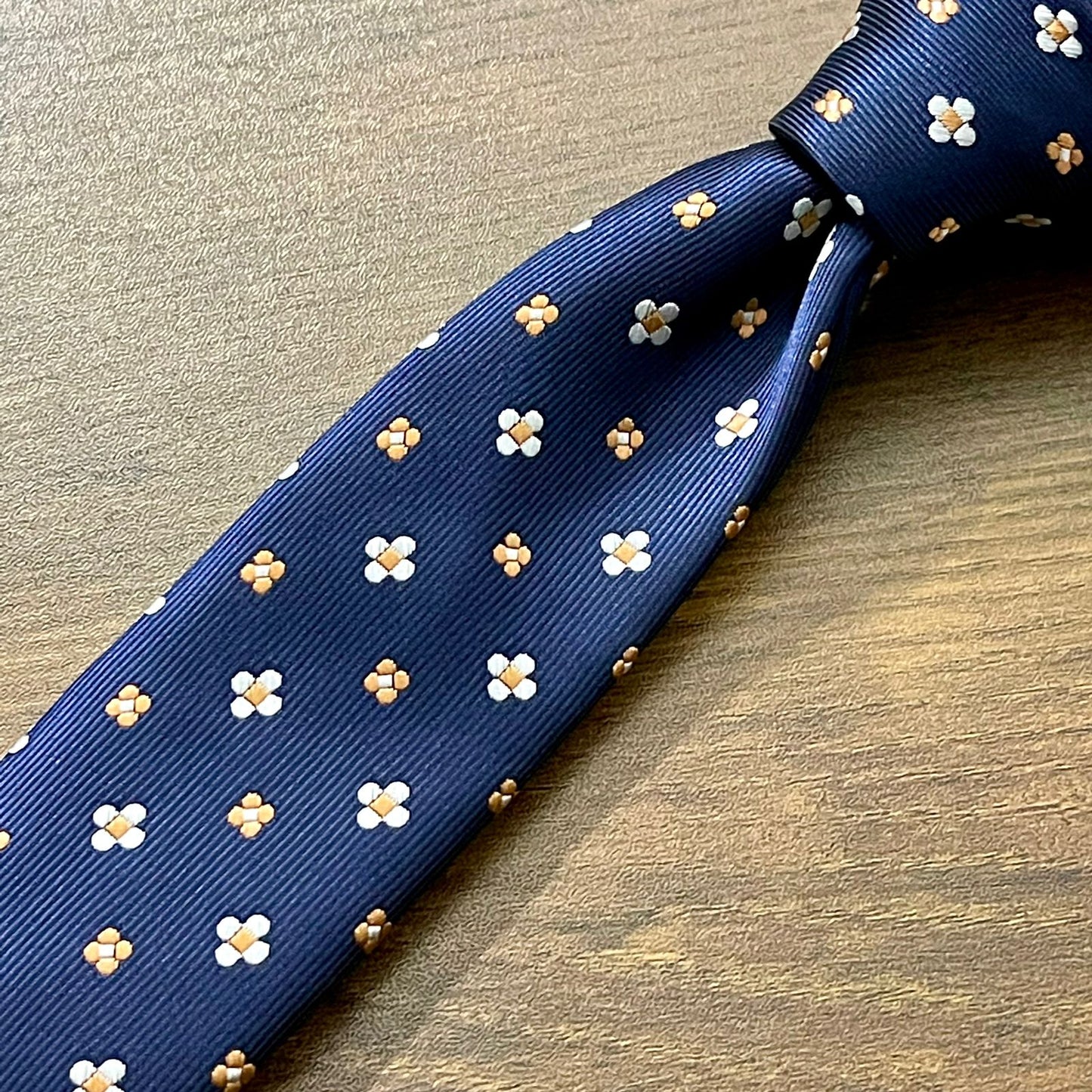 Dark Blue Floral Slim Neck Tie