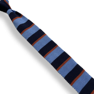 Blue and red stripe knitted slim tie online in pakistan