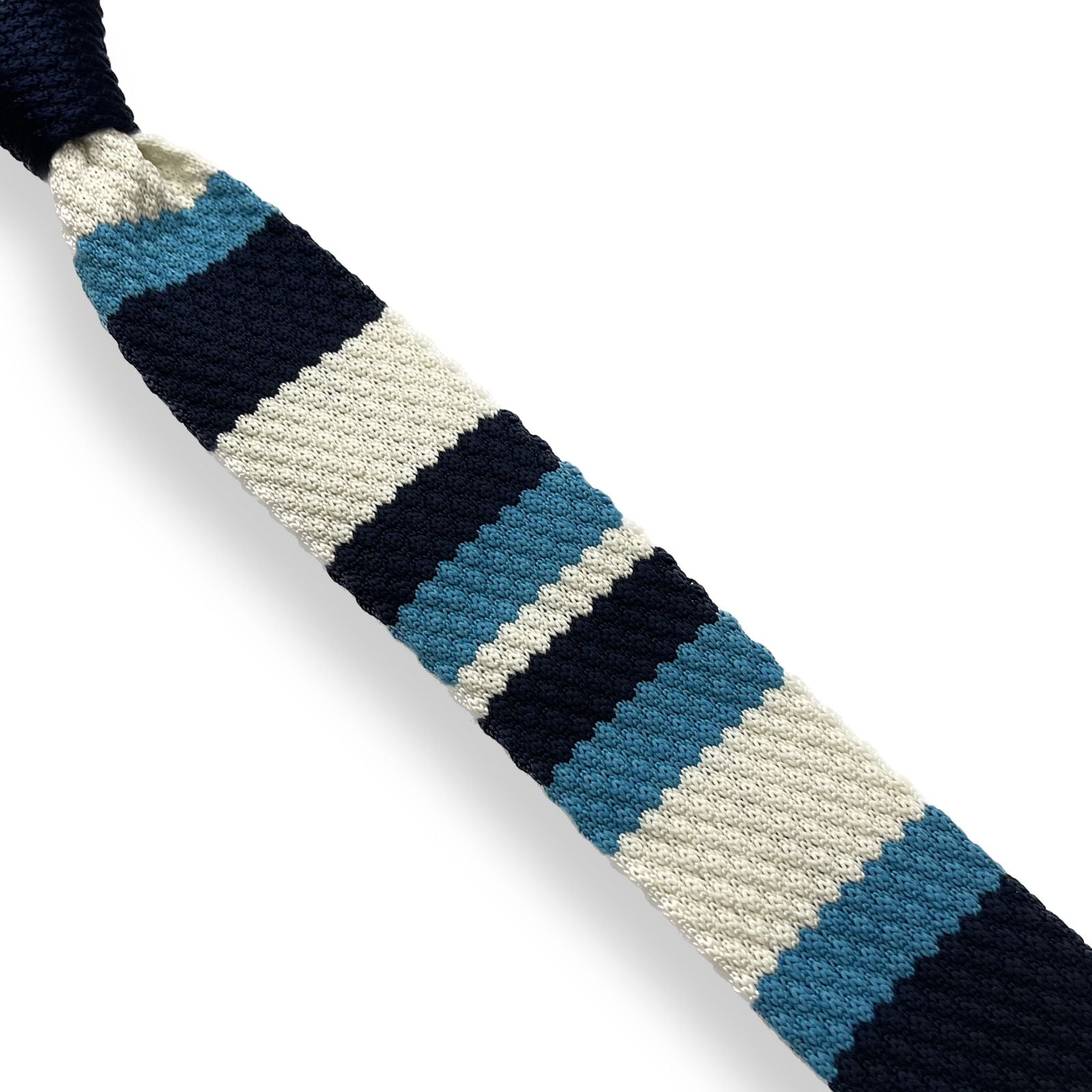 off white and Blue stripe knitted slim tie online in pakistan