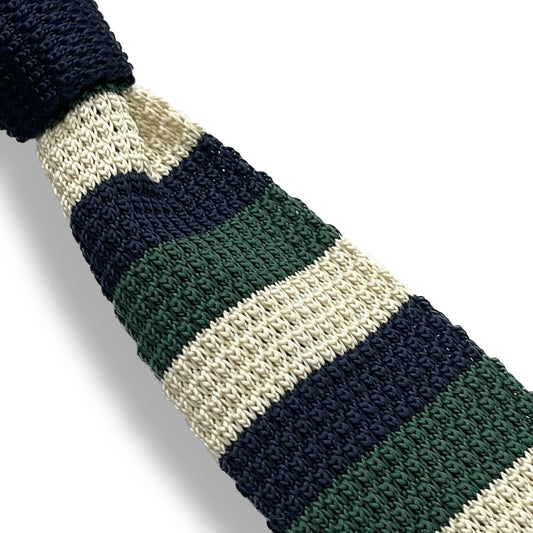off white and green stripe knitted slim tie online in pakistan
