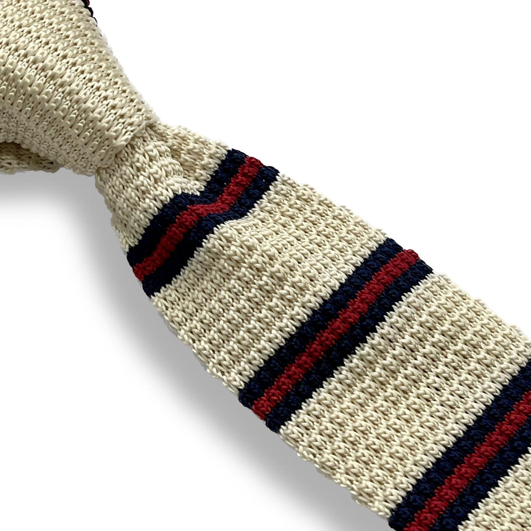 off white stripe knitted slim tie online in pakistan