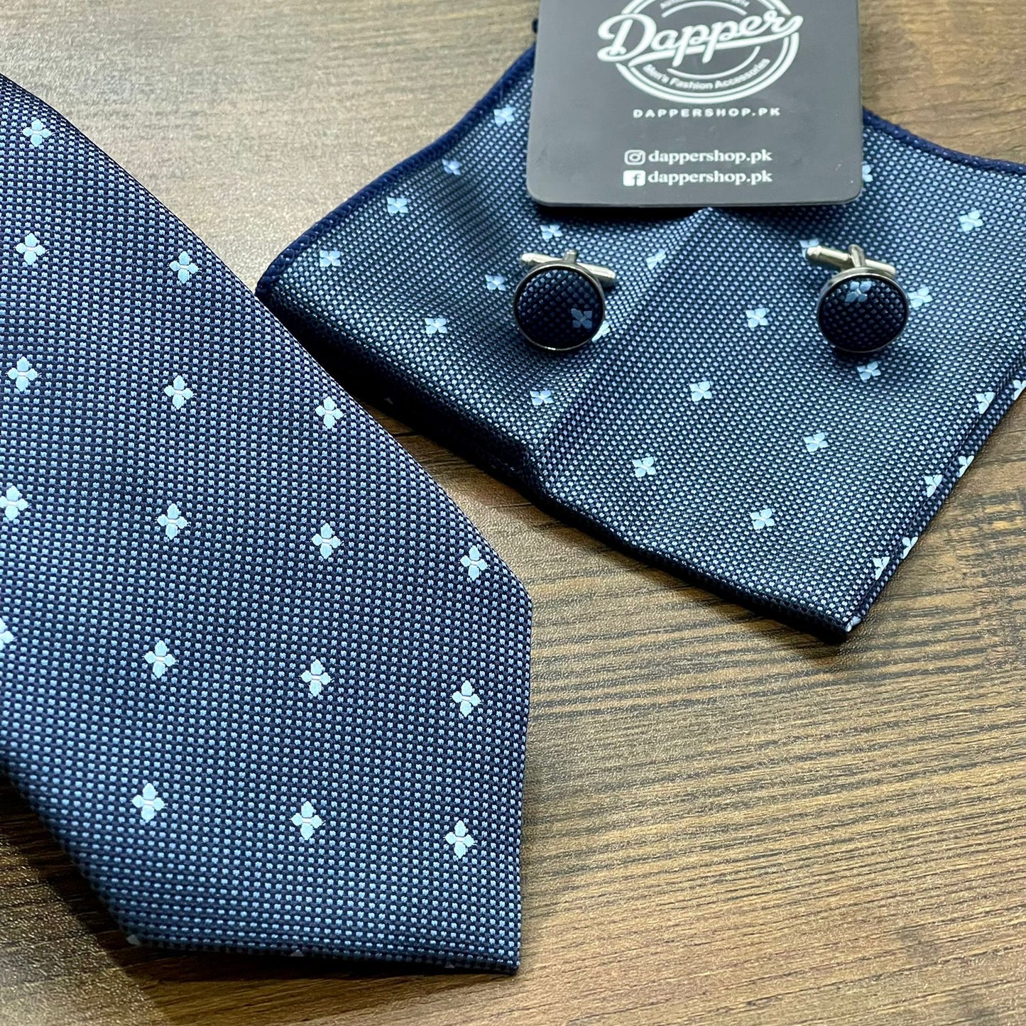Blue Star Jacquard Tie Set For Men