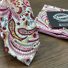 Load image into Gallery viewer, Red Paisley Cotton Printed Tie Set
