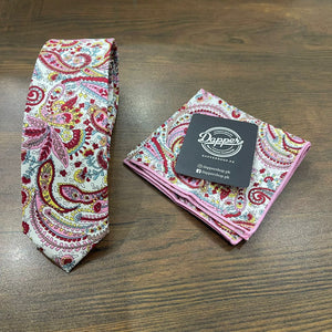 Red Paisley Cotton Printed Tie Set
