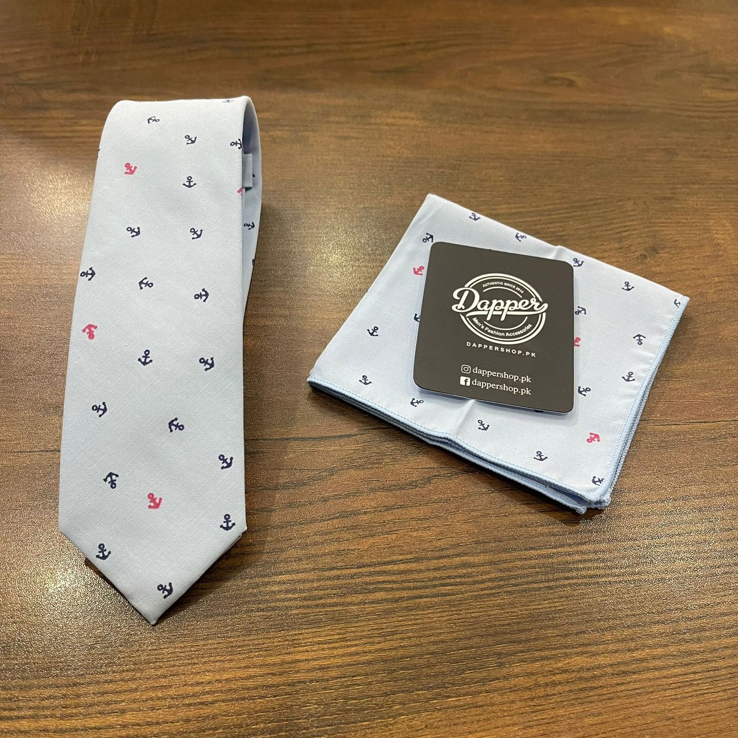 Anchor Printed Cotton Tie Set For Men